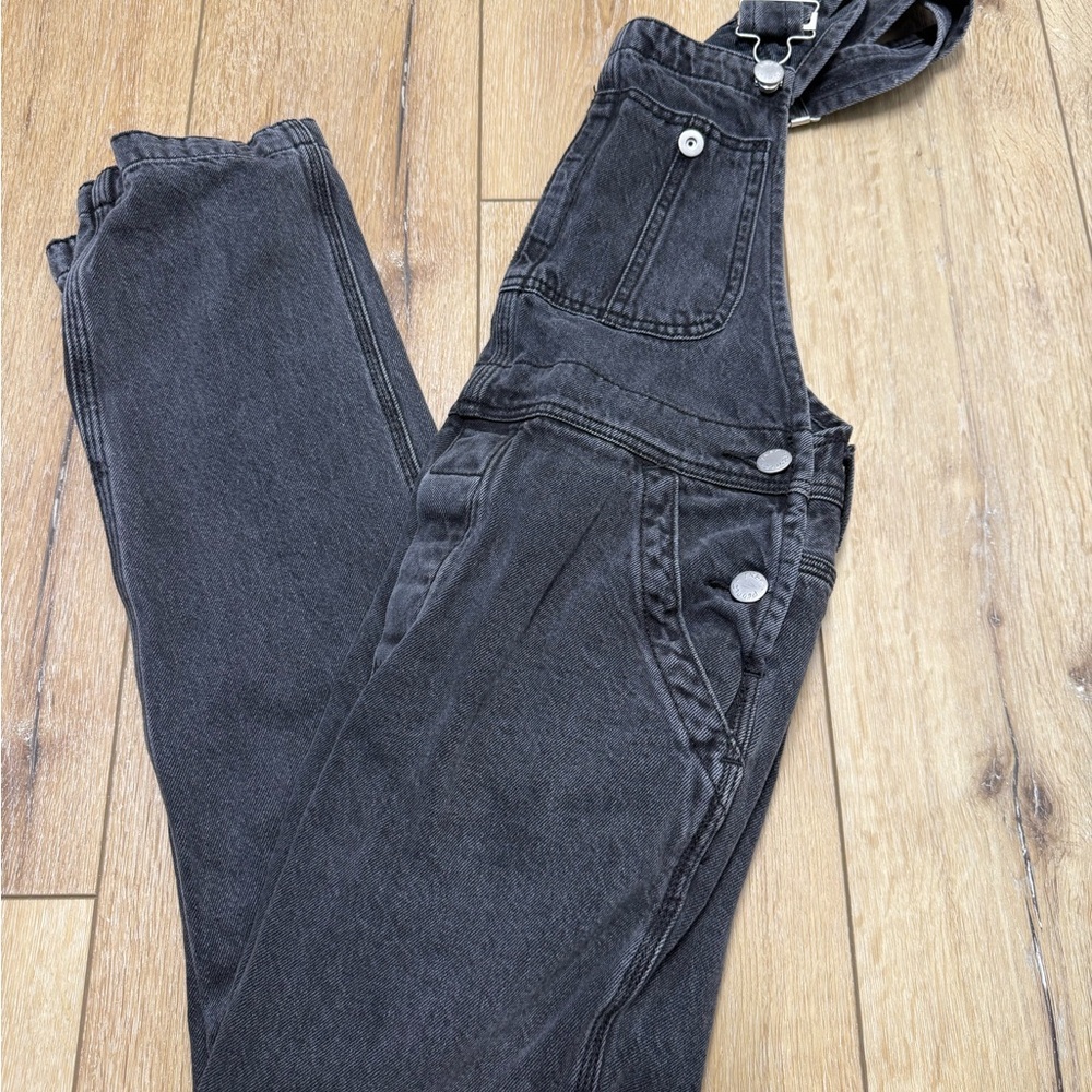 We The Free Free People Black Wash Denim Overalls Boho Women’s Size 24 - Picture 9 of 9